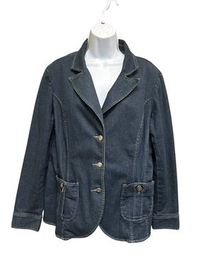 Vintage Jockey Stretchy Blue Denim Jean Unlined Blazer Size L